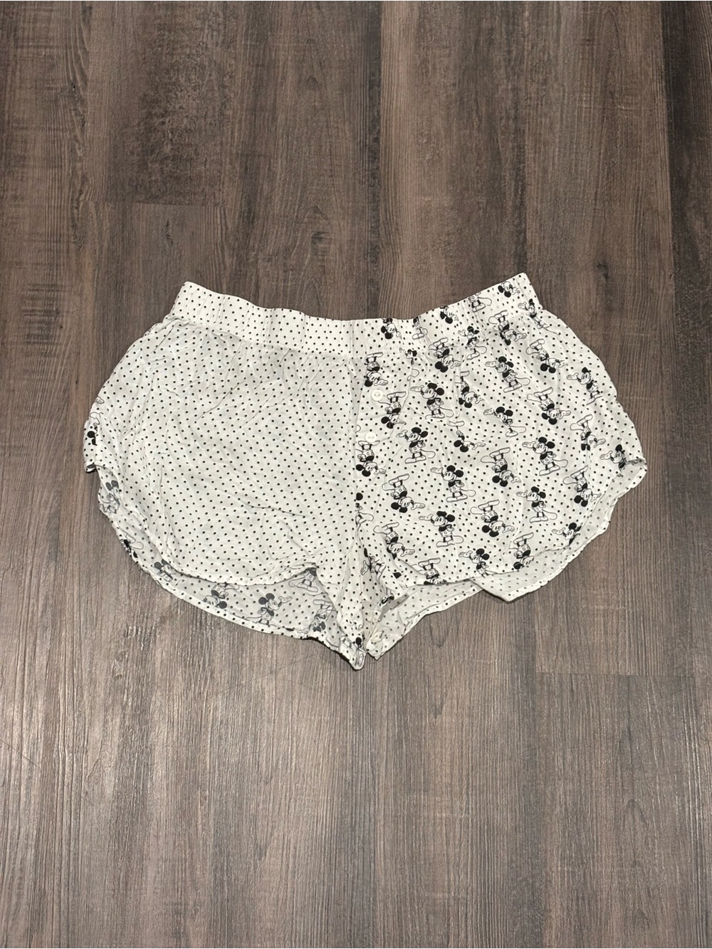 Disney White & Black Polka Dot & Character Lounge Shorts